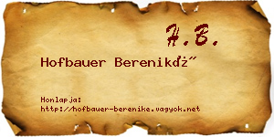 Hofbauer Bereniké névjegykártya